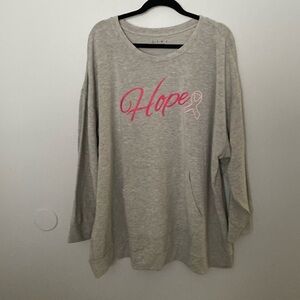 Livi Lane Bryant Gray Hope Sweatshirt with Front Pocket NWOT Size 26/28